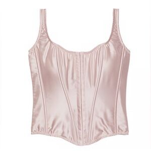 VS classic 100%Silk boned Corset top Dream Angels lace up pale pink bustier NWT